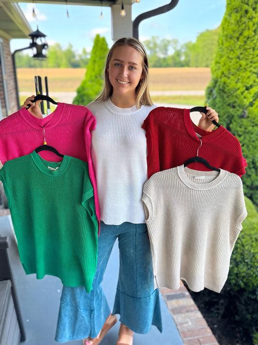 Knit Short Sleeve Sweater
