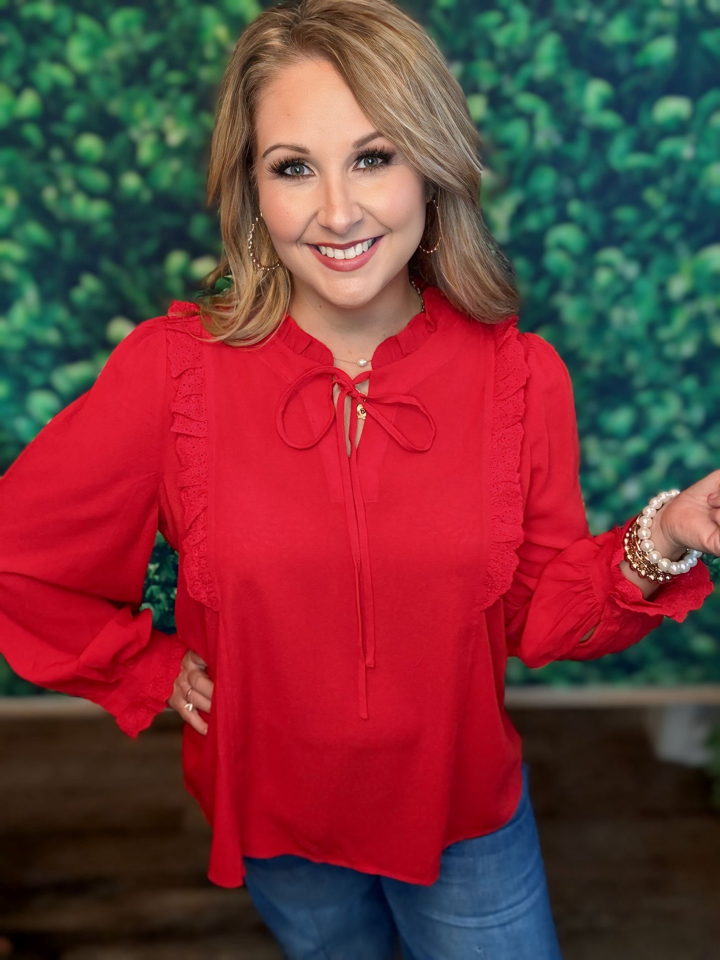 Red Lace Blouse