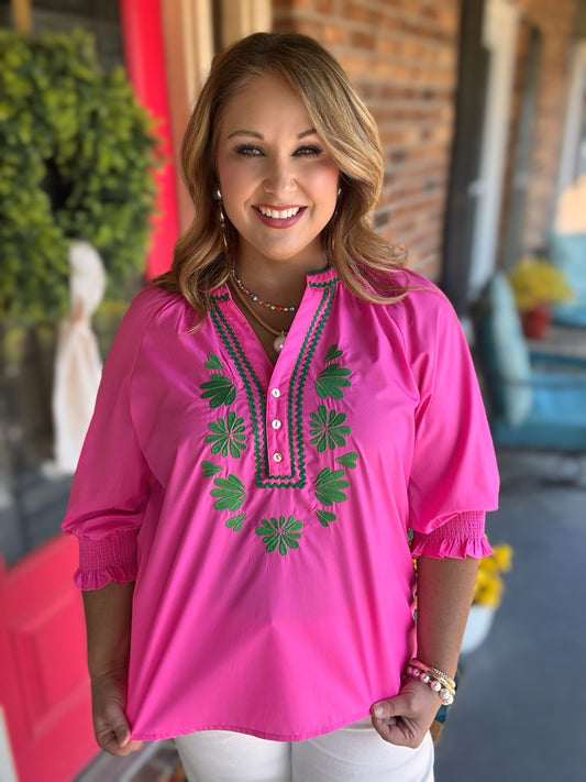Entro Pink Embroidered Top