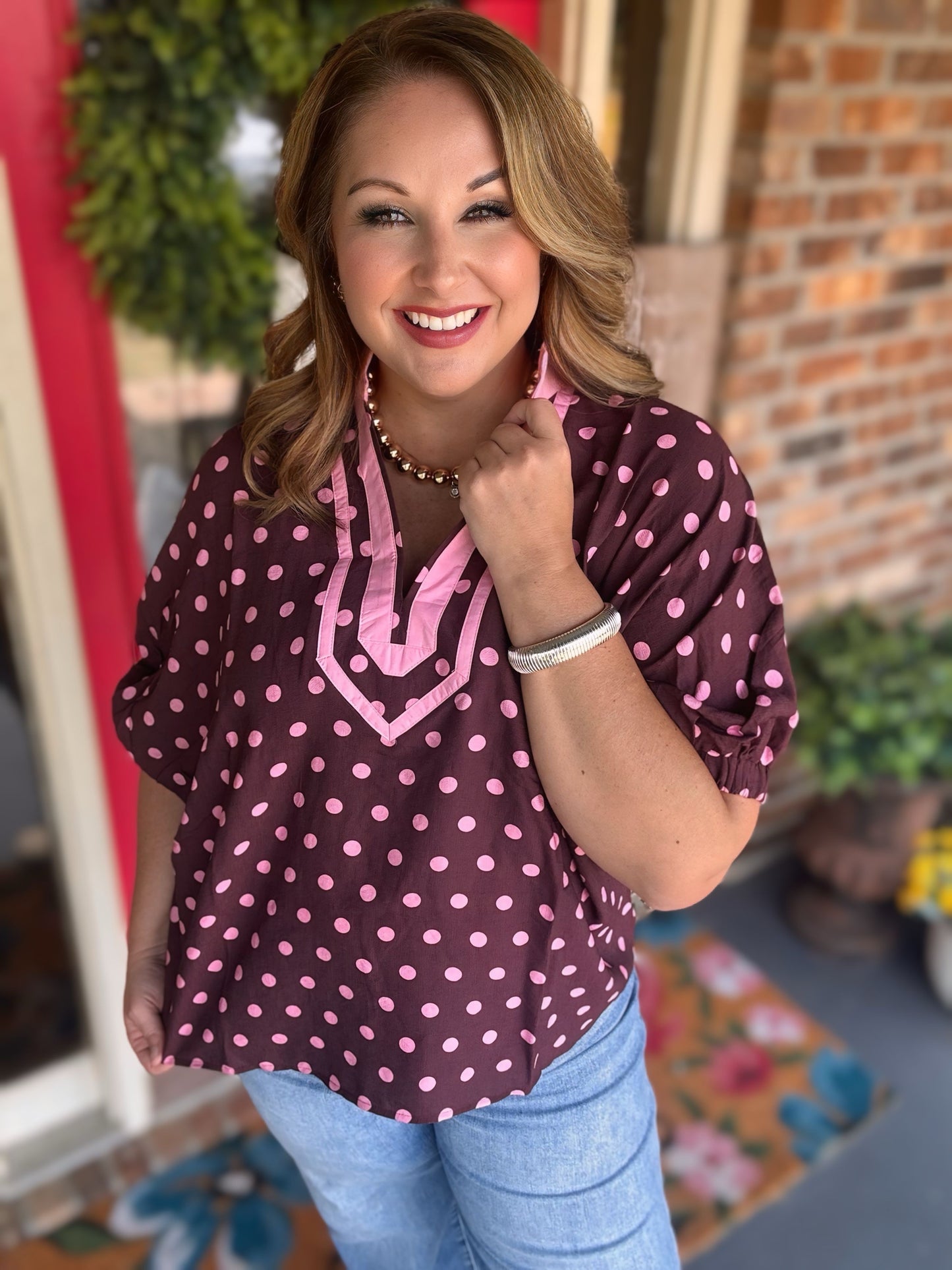 Entro Polka Dot Top-Wine