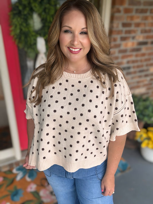 Entro Polka Dot Sweater Knit Top