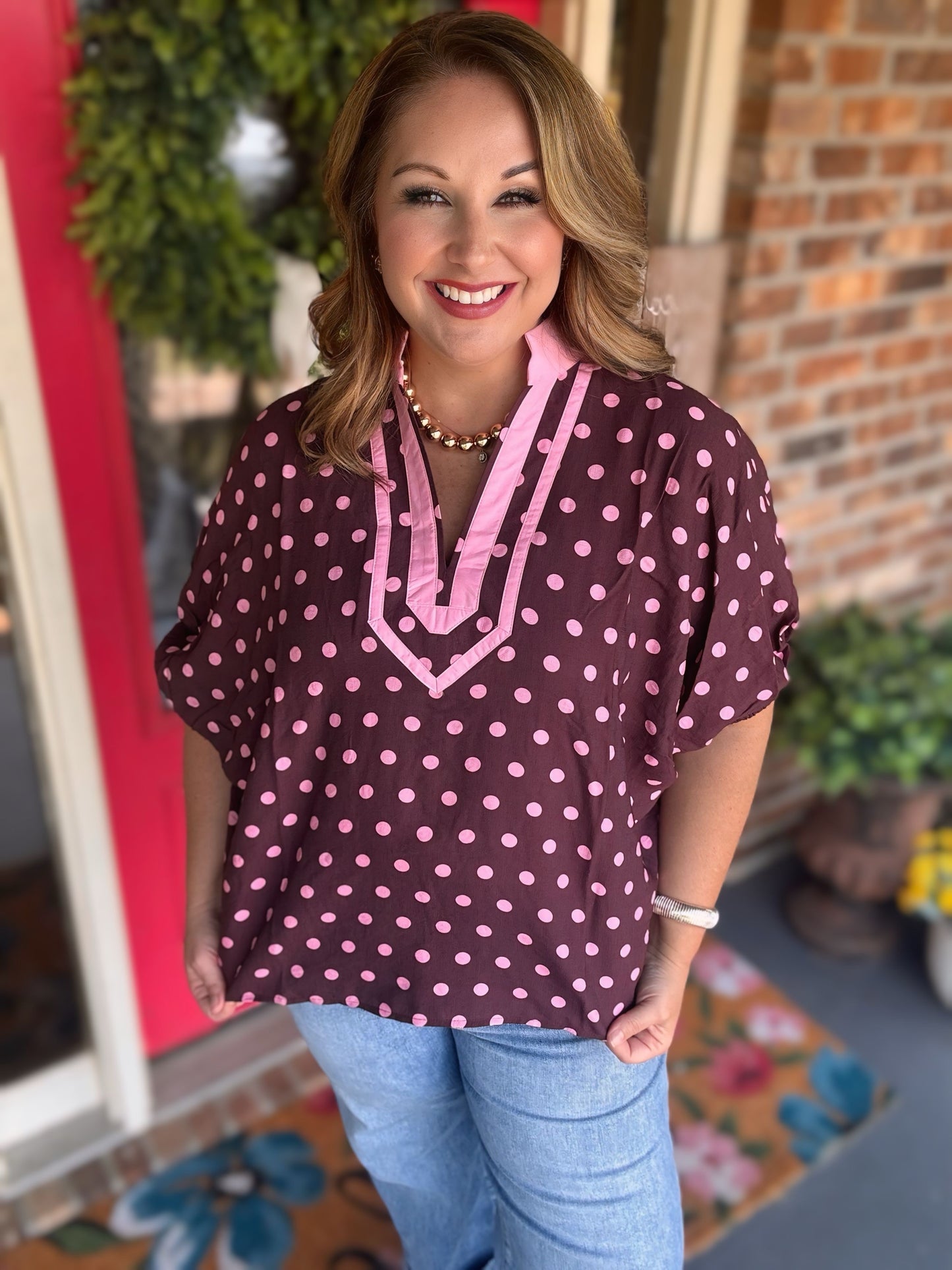 Entro Polka Dot Top-Wine