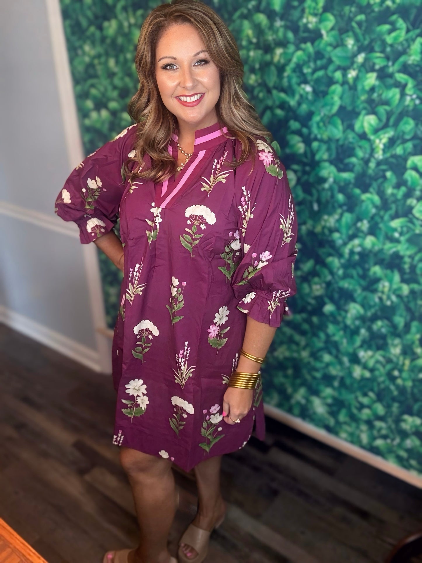 Floral Tunic Dress- Berry