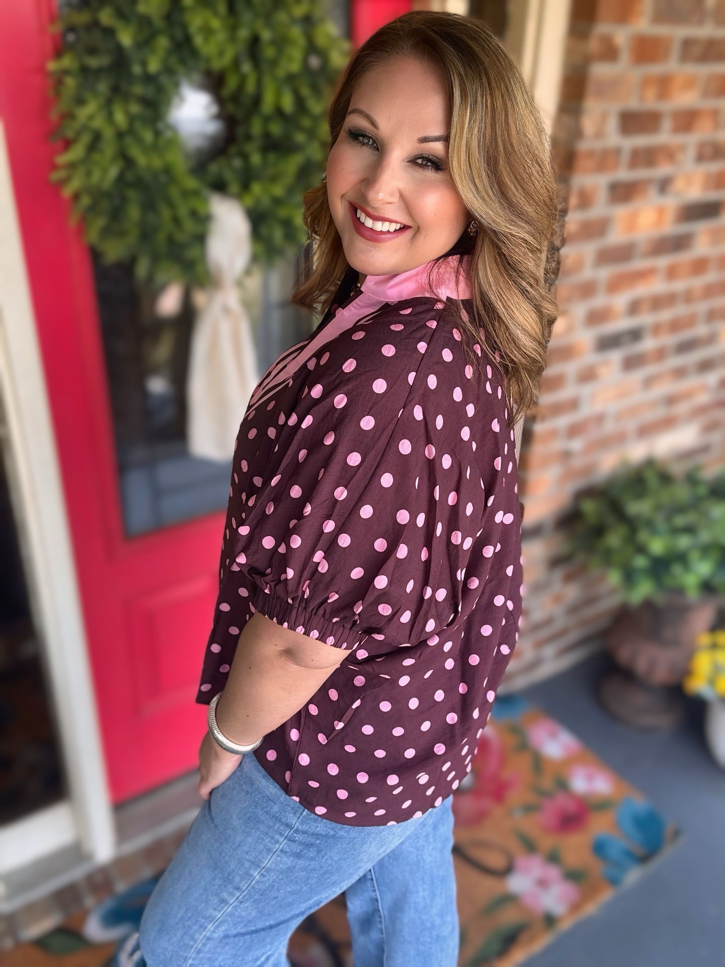 Entro Polka Dot Top-Wine