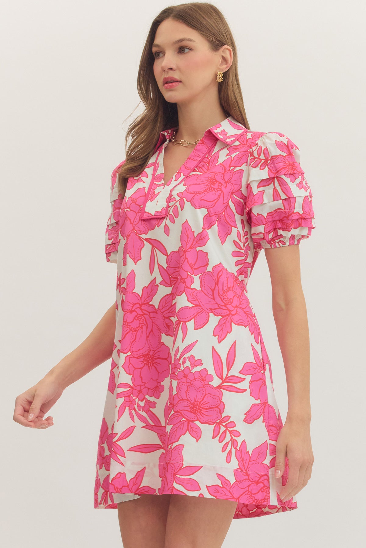 Entro Pink Floral Mini Dress
