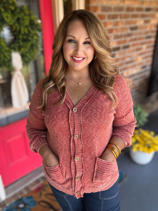 Rust Mineral Wash Cardigan