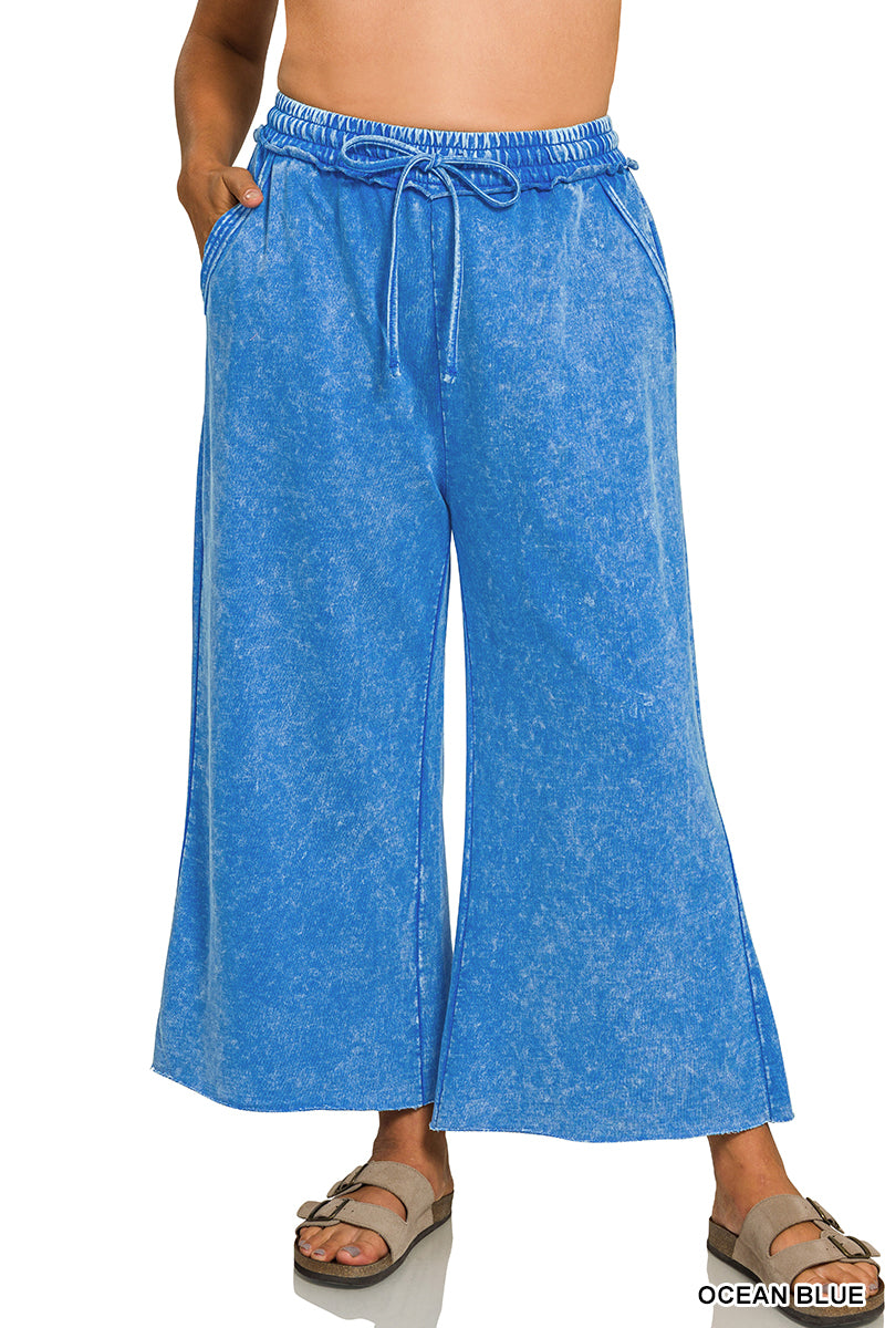 PLUS WASHED FRENCH TERRY FLARE PANTS