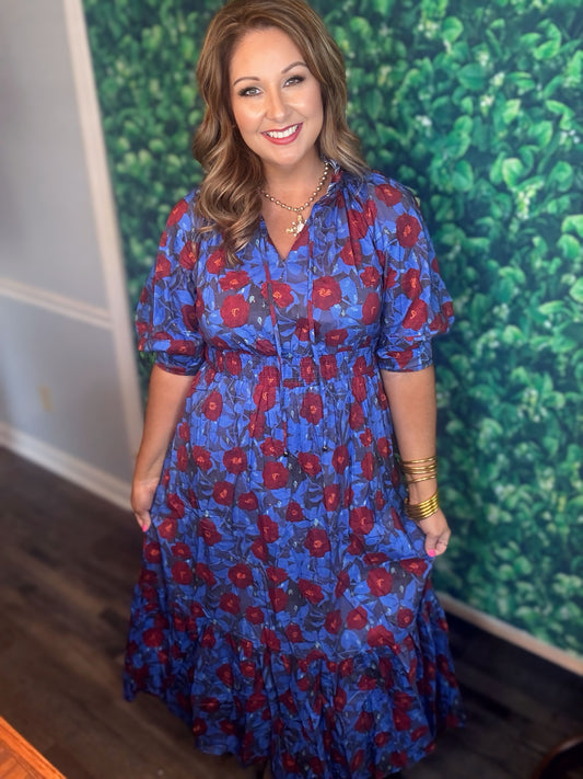 FLORAL SMOCK WAIST MAXI DRESS