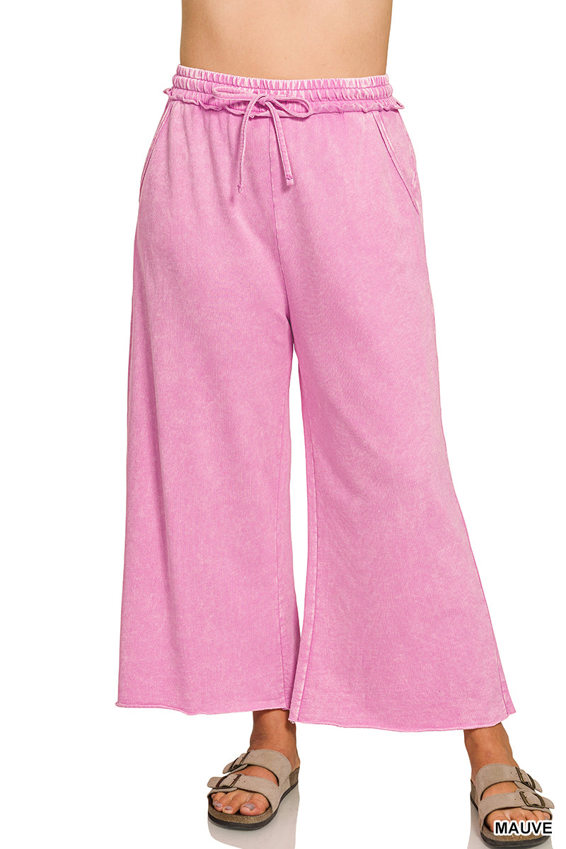 PLUS WASHED FRENCH TERRY FLARE PANTS