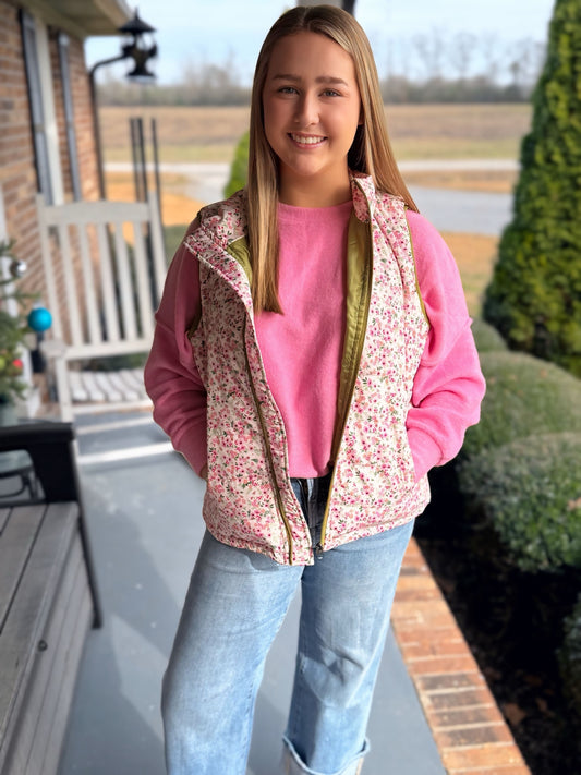 Delilah Puffer Vest- Ditzy Floral top