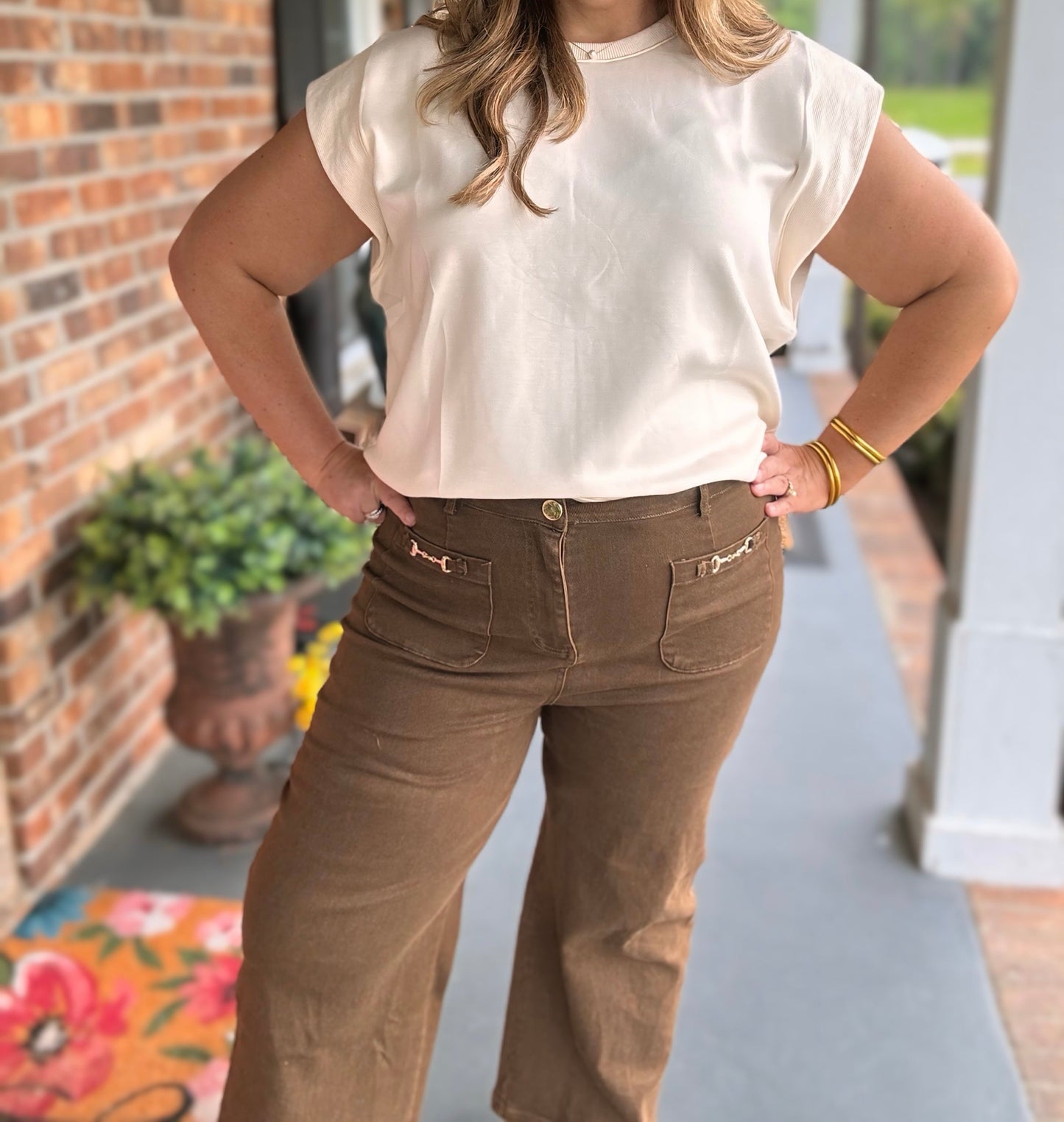 Entro Brown Pants with Horse Bit Detail