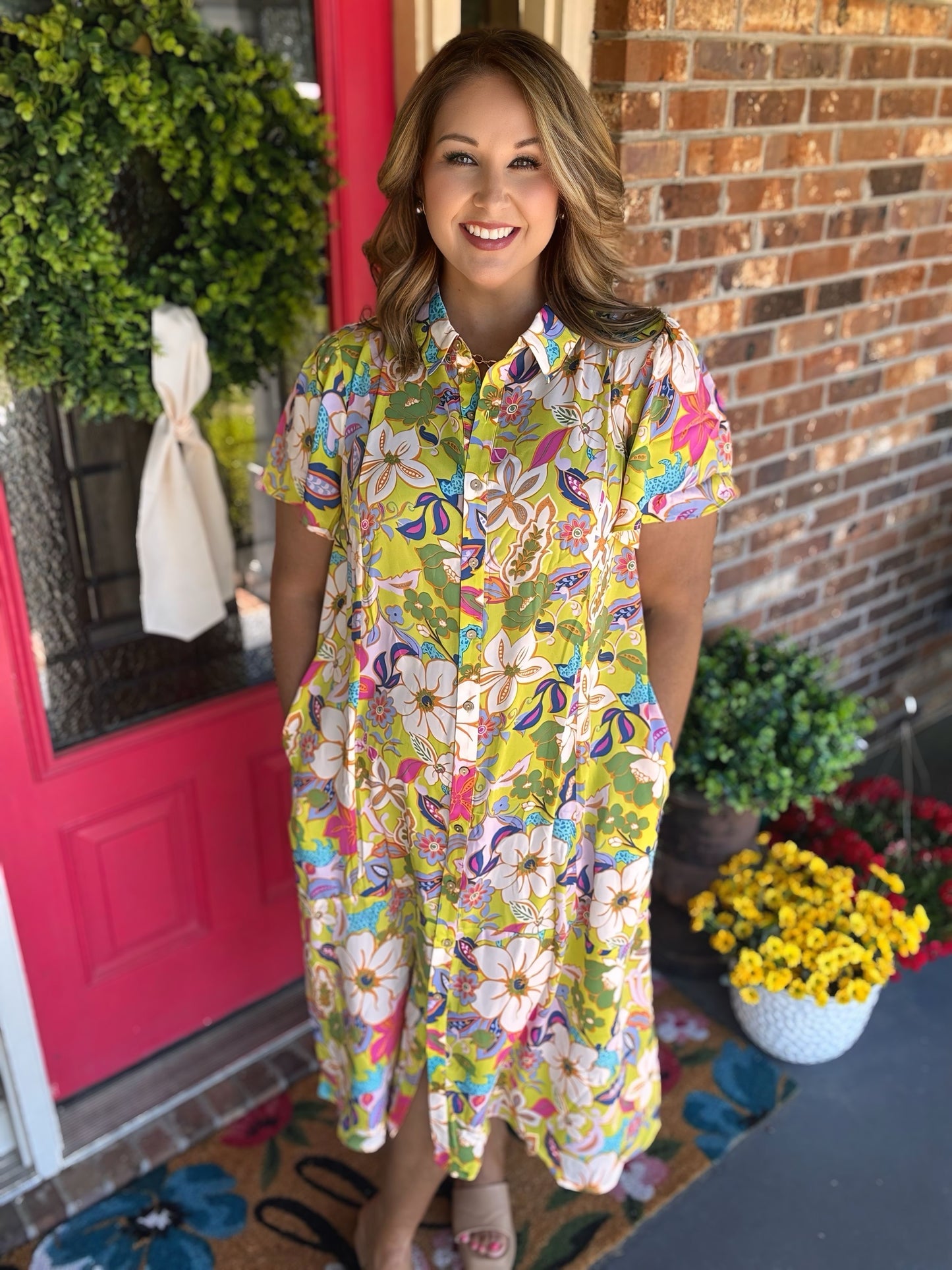 Plus Size Green FLORAL MIRABELLE Maxi Dress