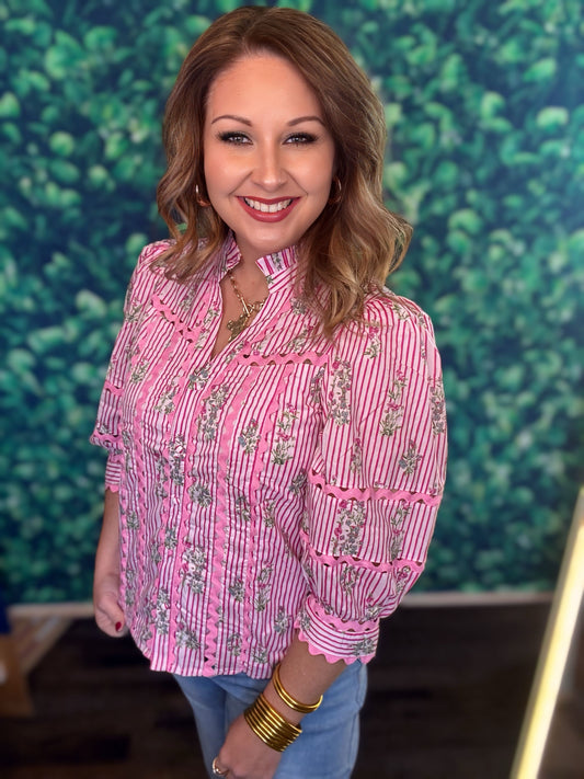 Floral Pink Fancy Top