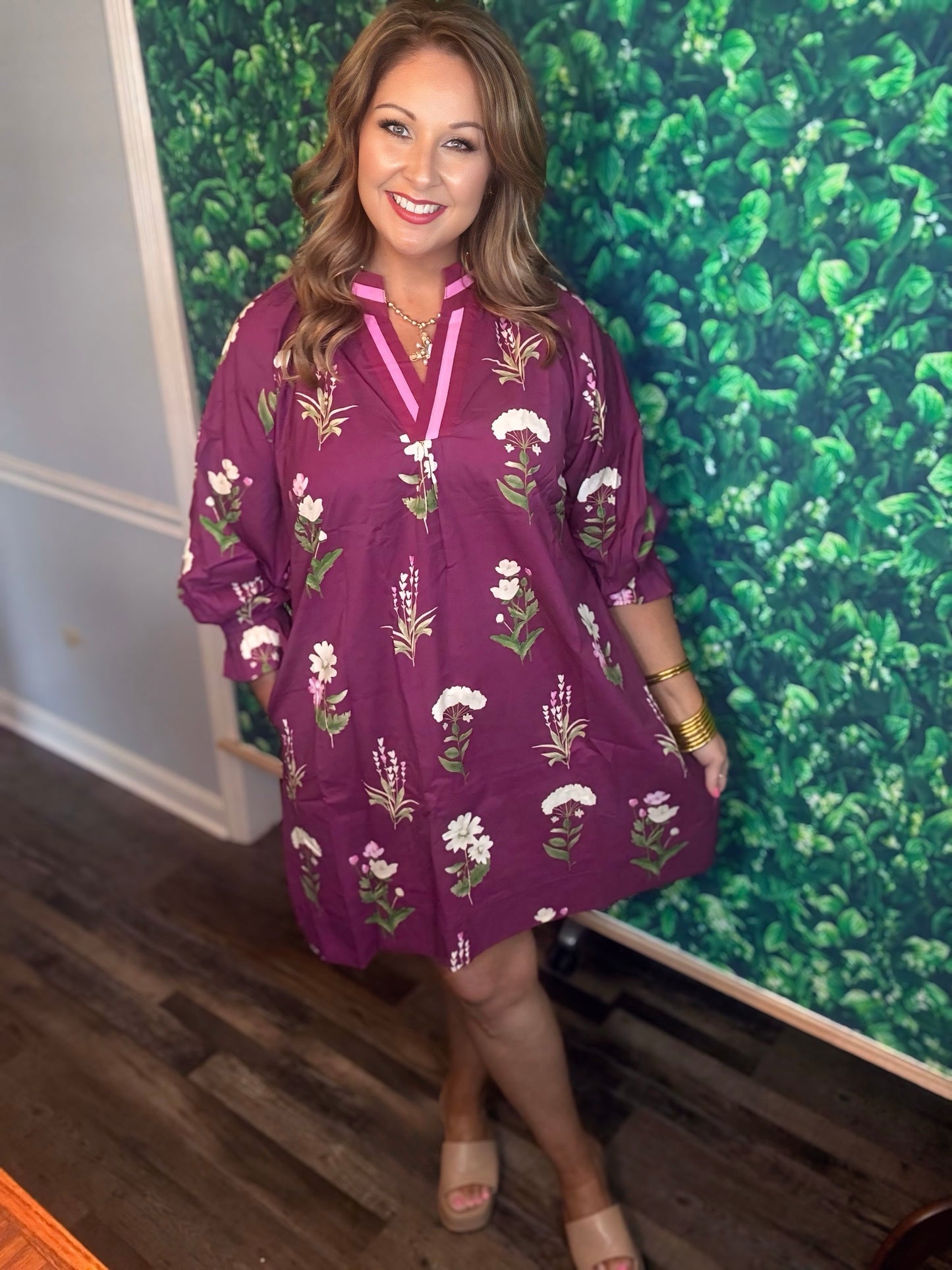 Floral Tunic Dress- Berry