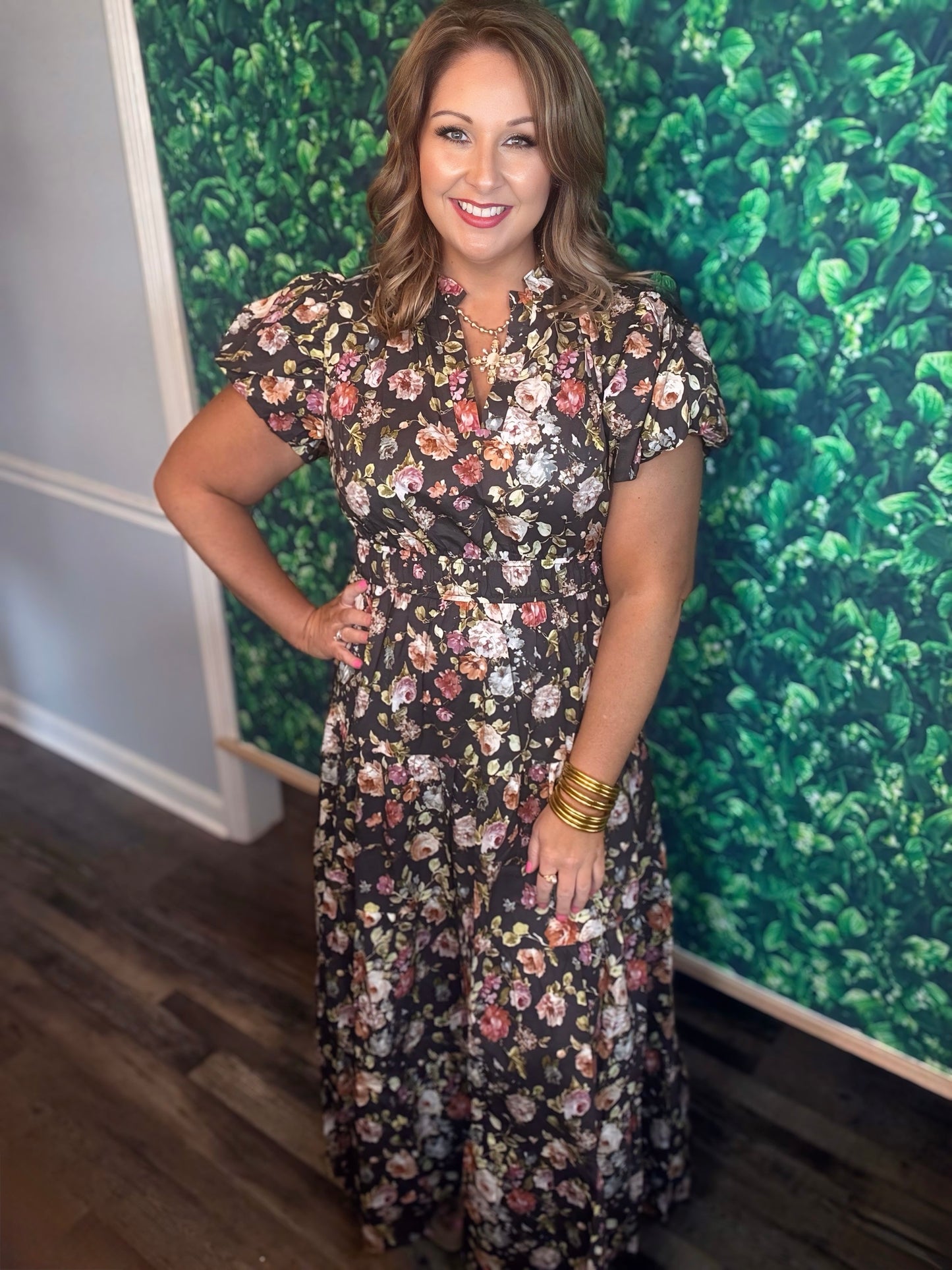 Floral Print Maxi in Brown