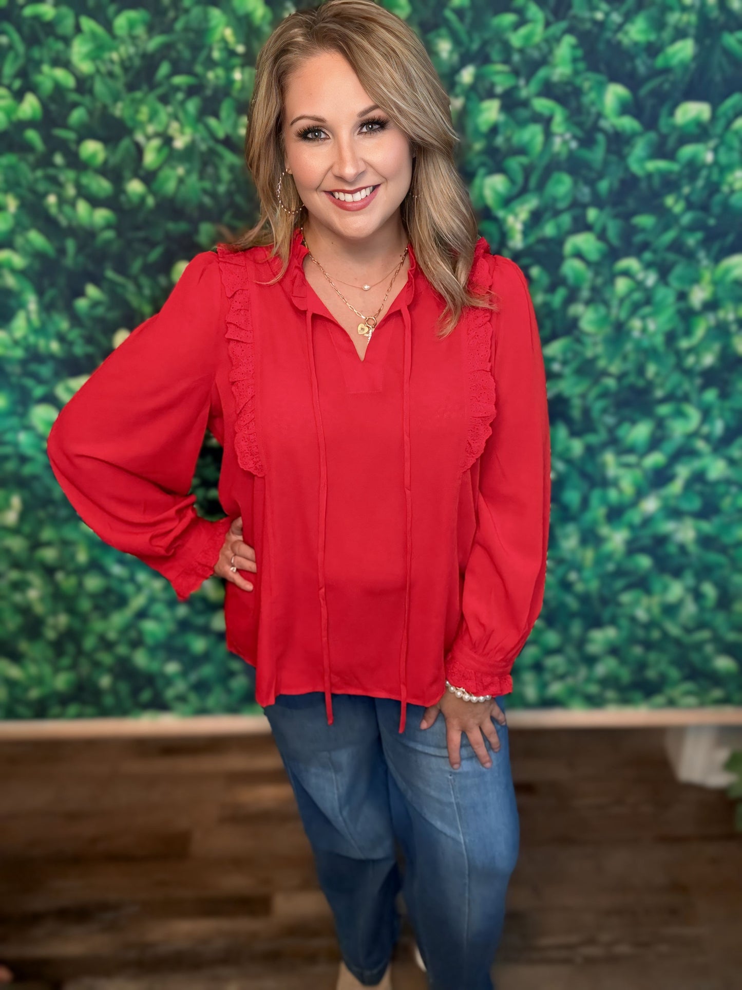 Red Lace Blouse