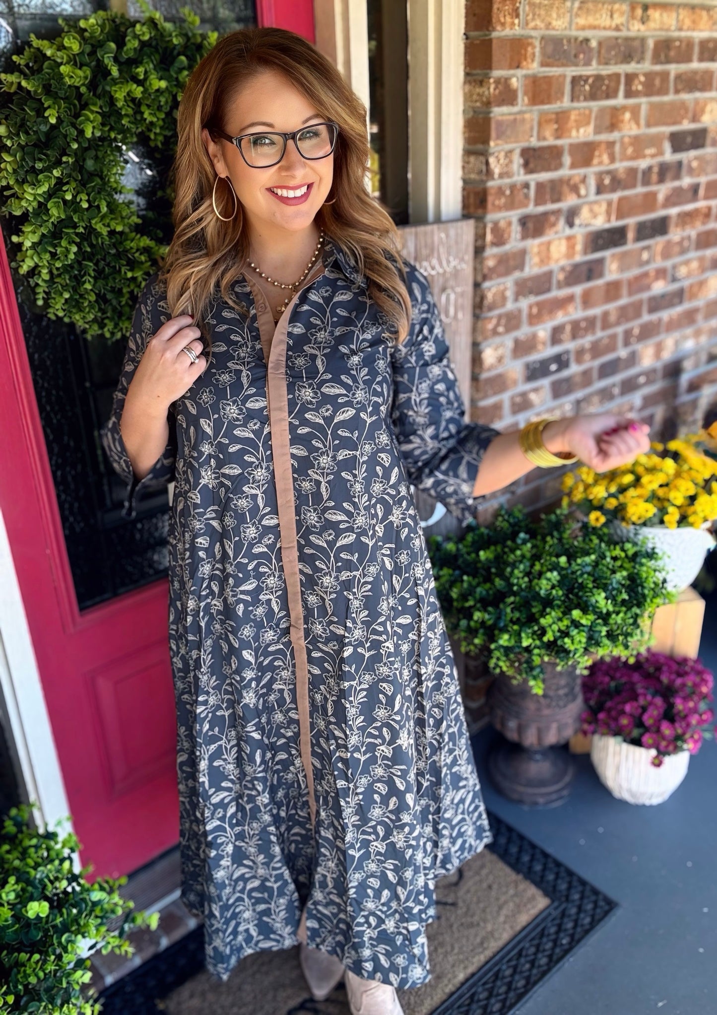 Entro Floral 3/4 Midi Dress