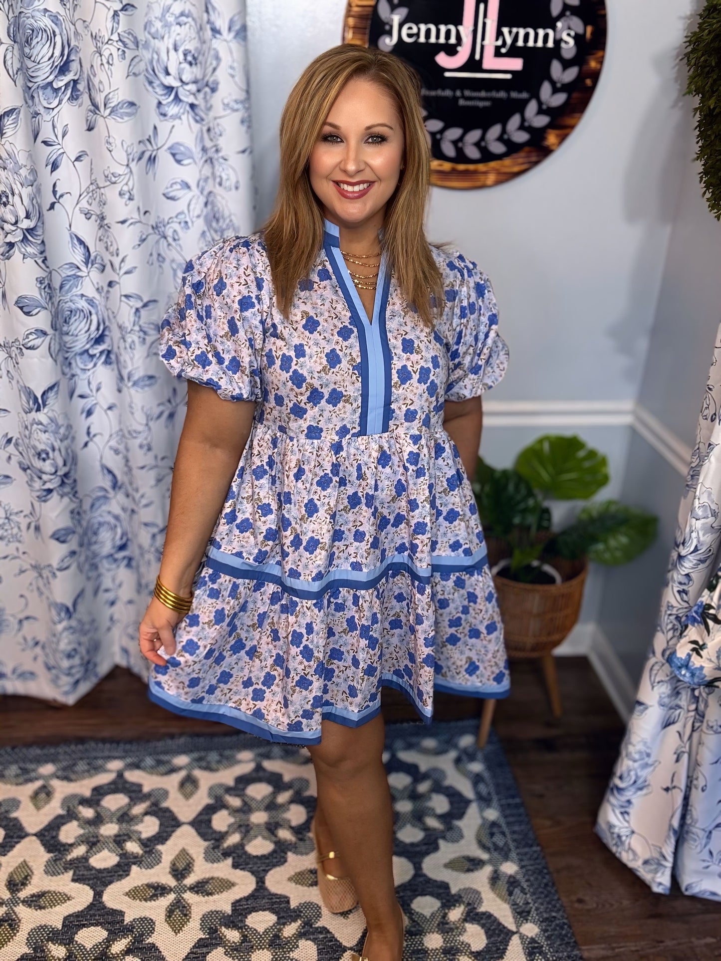Entro Blue Floral Mini Dress