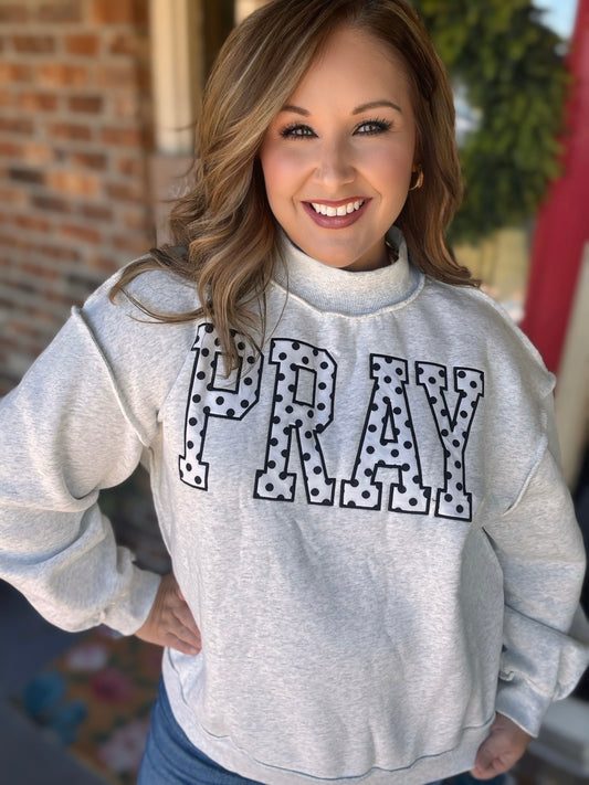 PRAY Polka Dot Mock Neck Sweatshirt