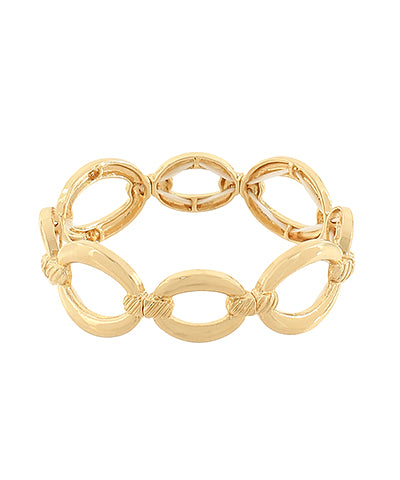 Gold Oval Bar Cast Stretch Bracelet