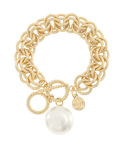 20mm Pearl Charm Chain Bracelet