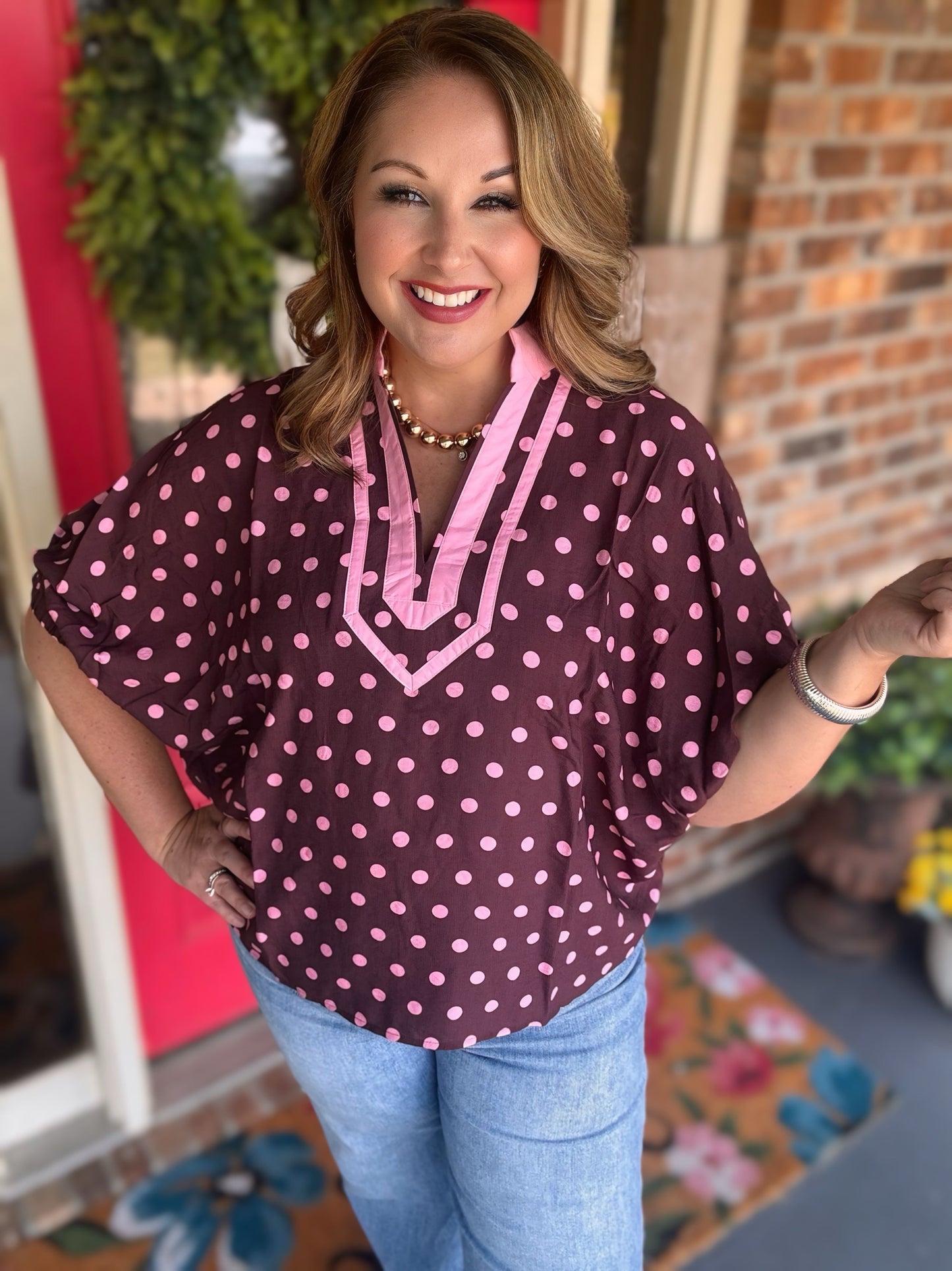 Entro Polka Dot Top-Wine