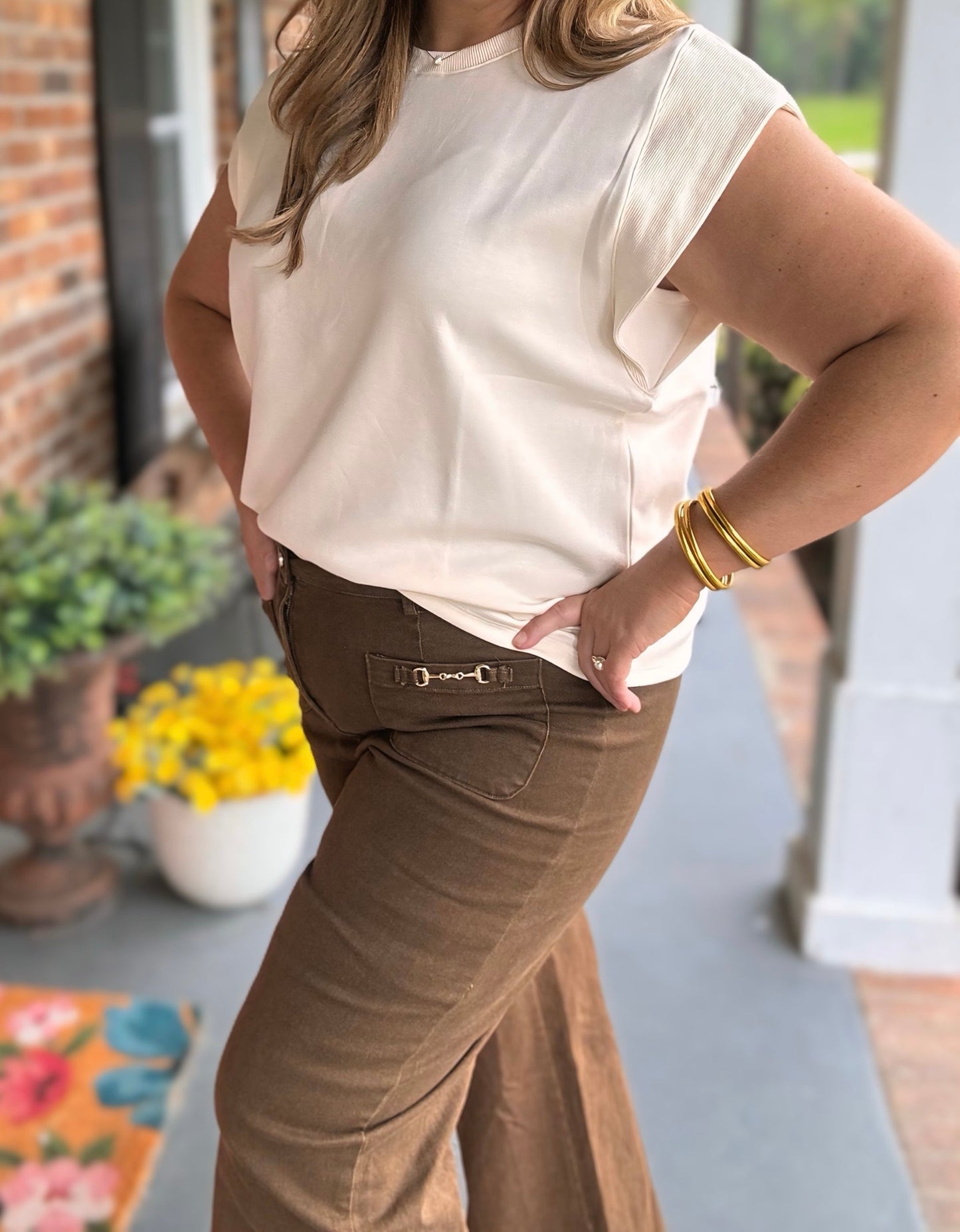 Entro Brown Pants with Horse Bit Detail