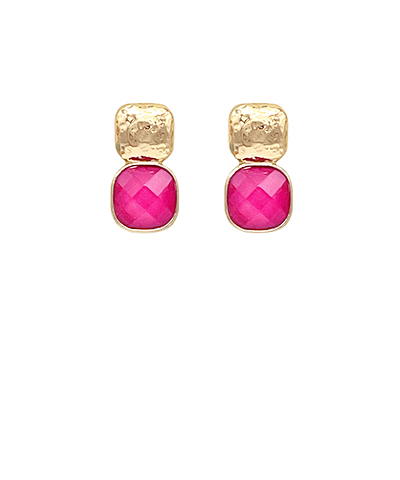 Stone & Metal Double Square Earrings
