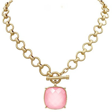 Catalina Pink Stone Pendant Necklace Set