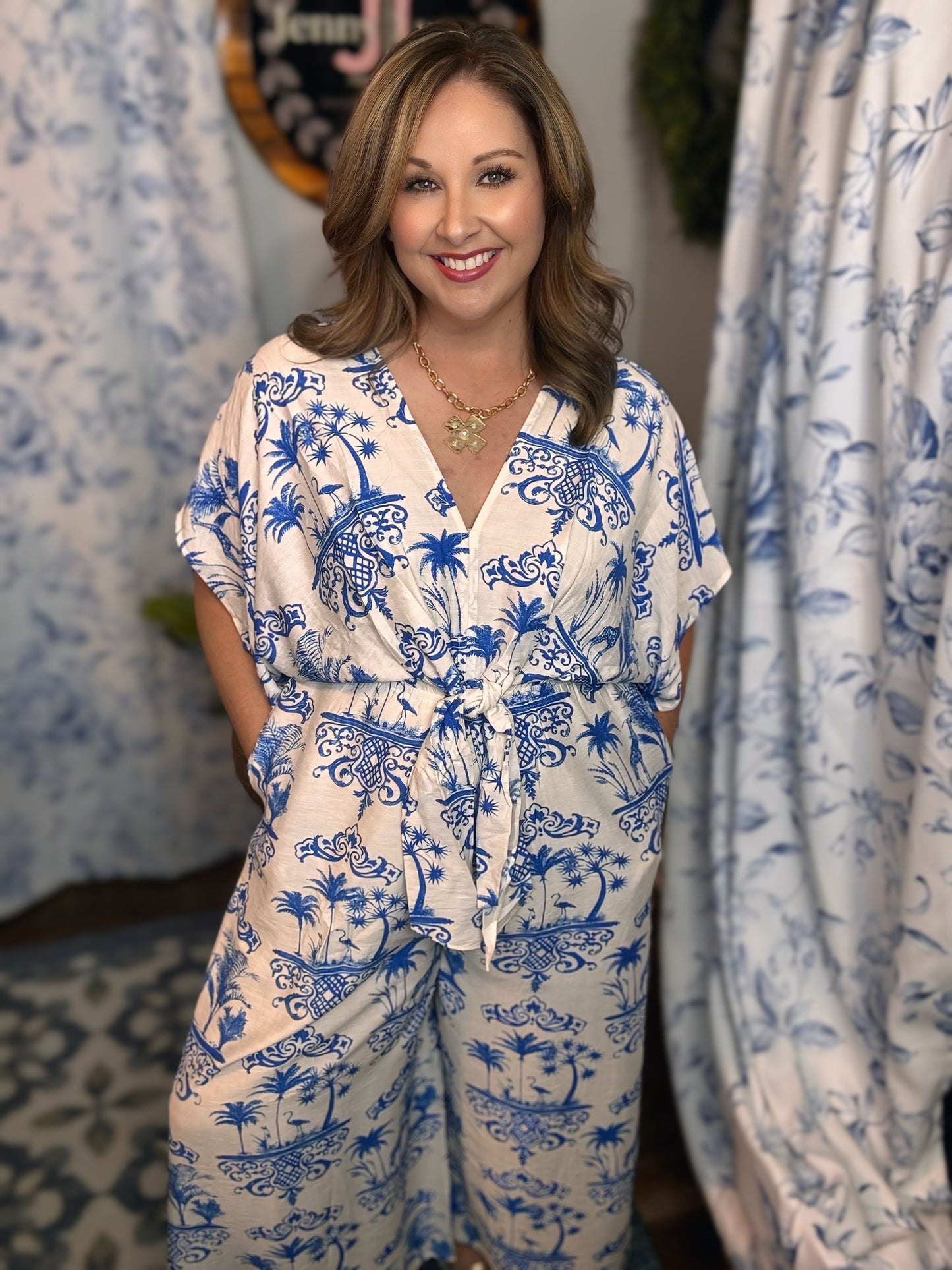 Gigio Vacation Blue/White Jumpsuit