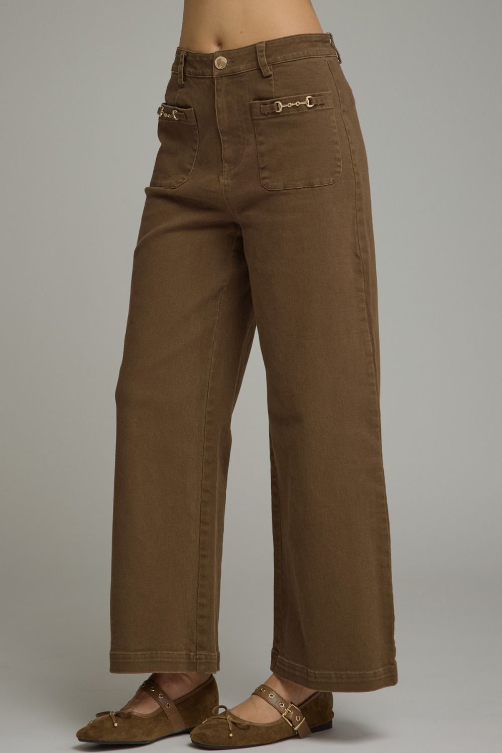 Entro Brown Pants with Horse Bit Detail