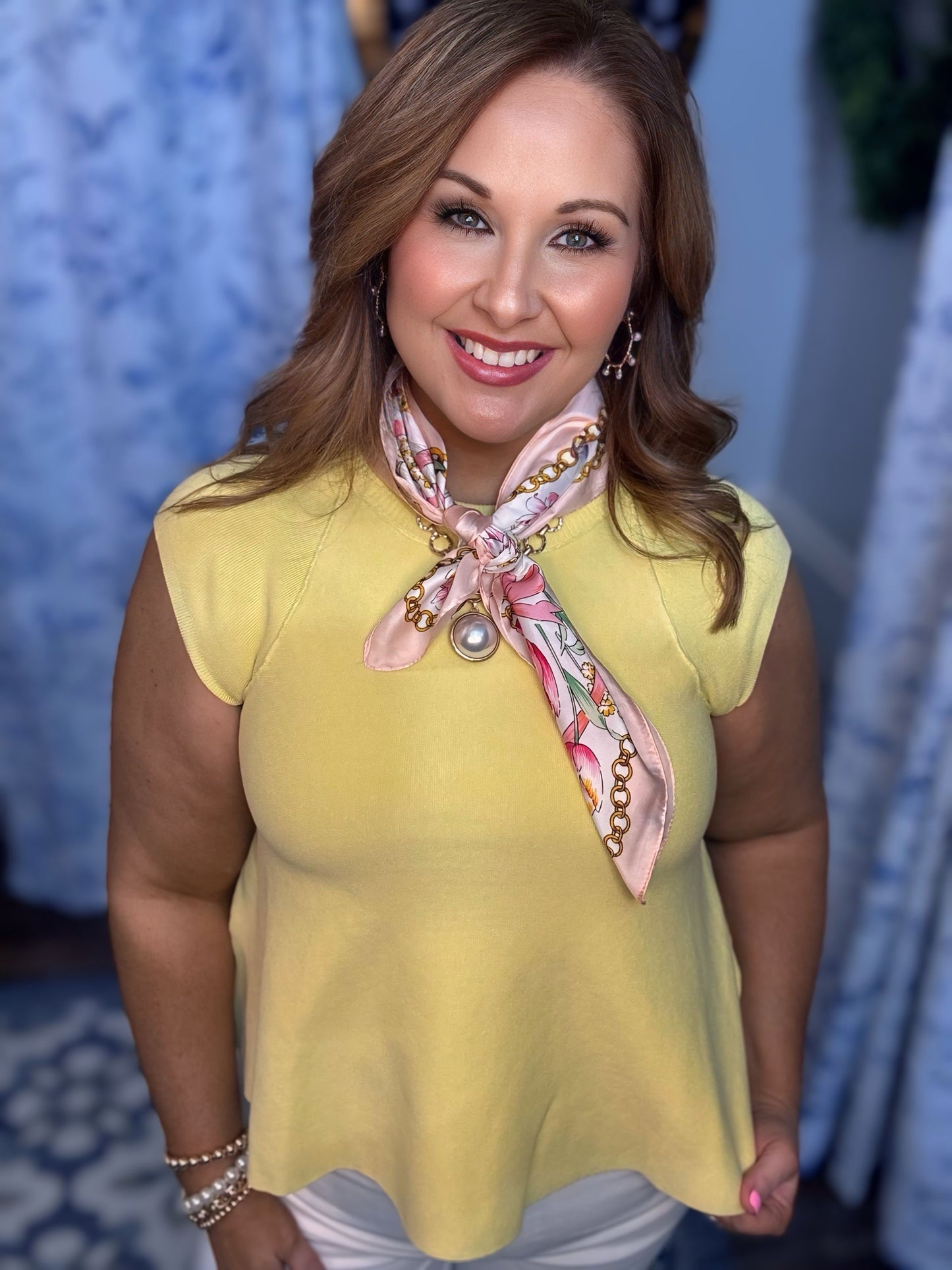 Yellow Entro Knit Peplum Top