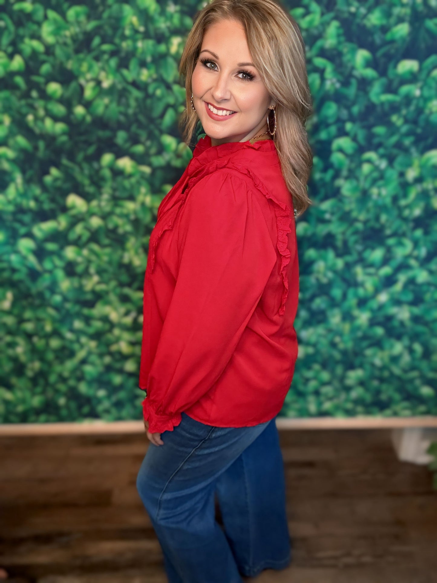 Red Lace Blouse