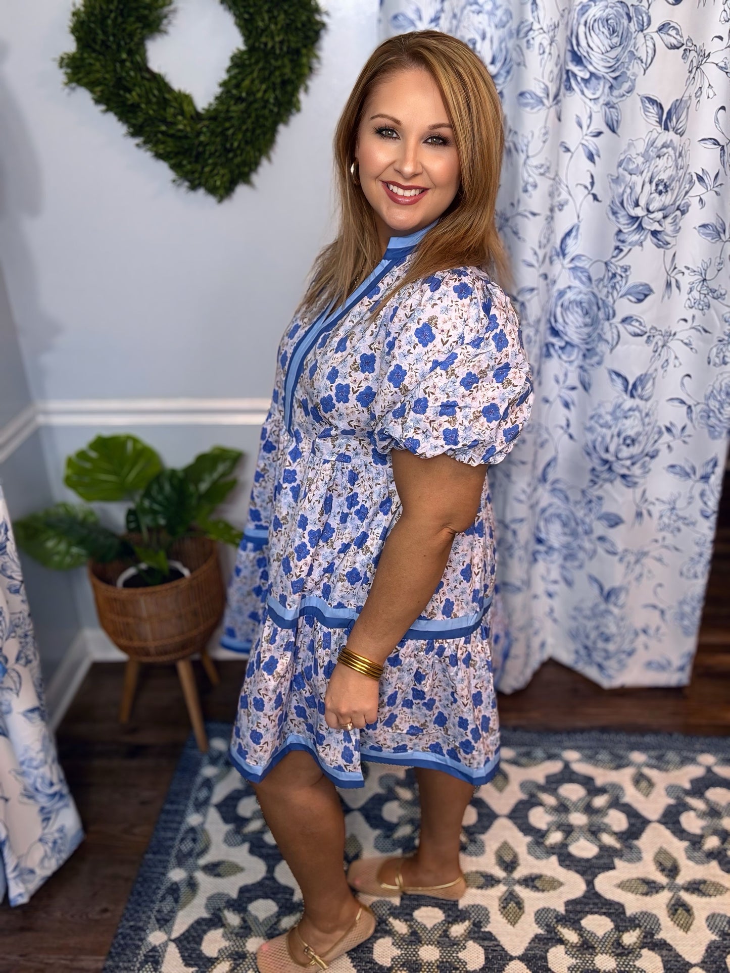 Entro Blue Floral Mini Dress