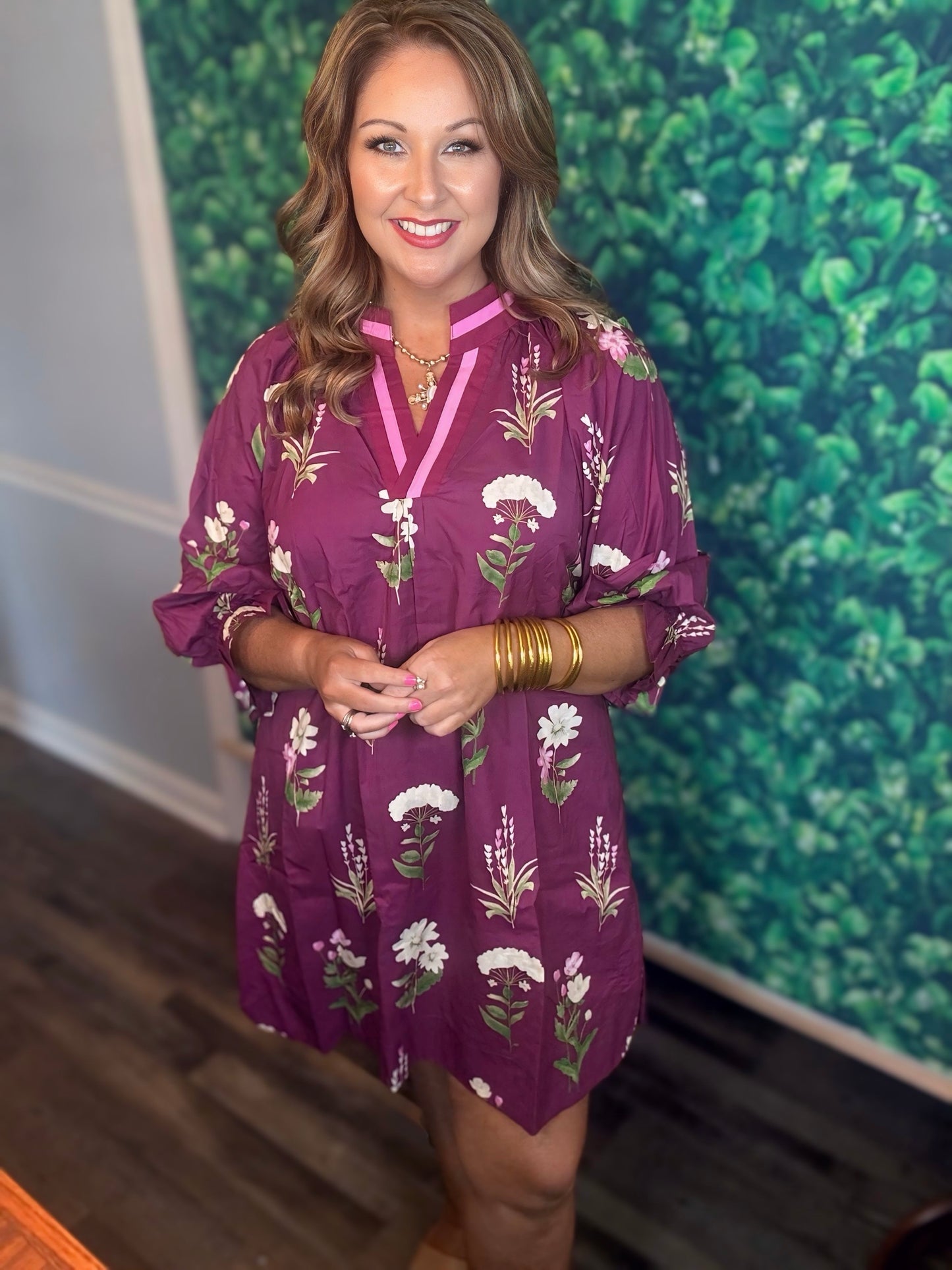 Floral Tunic Dress- Berry