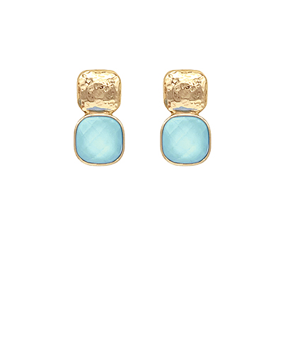 Stone & Metal Double Square Earrings