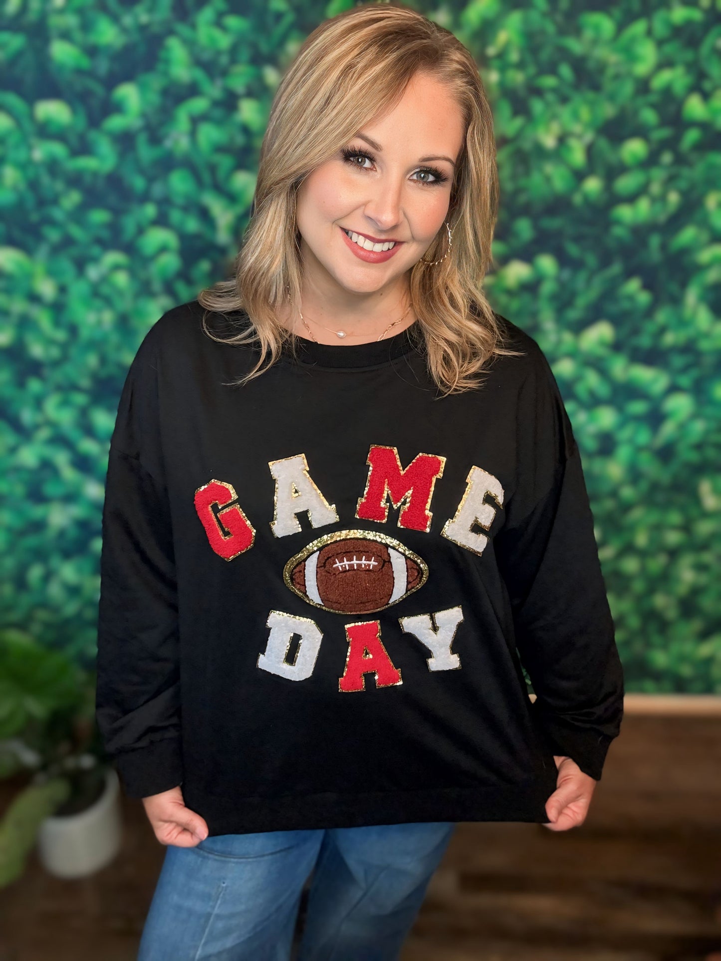 Long Sleeve Game Day Top in Black