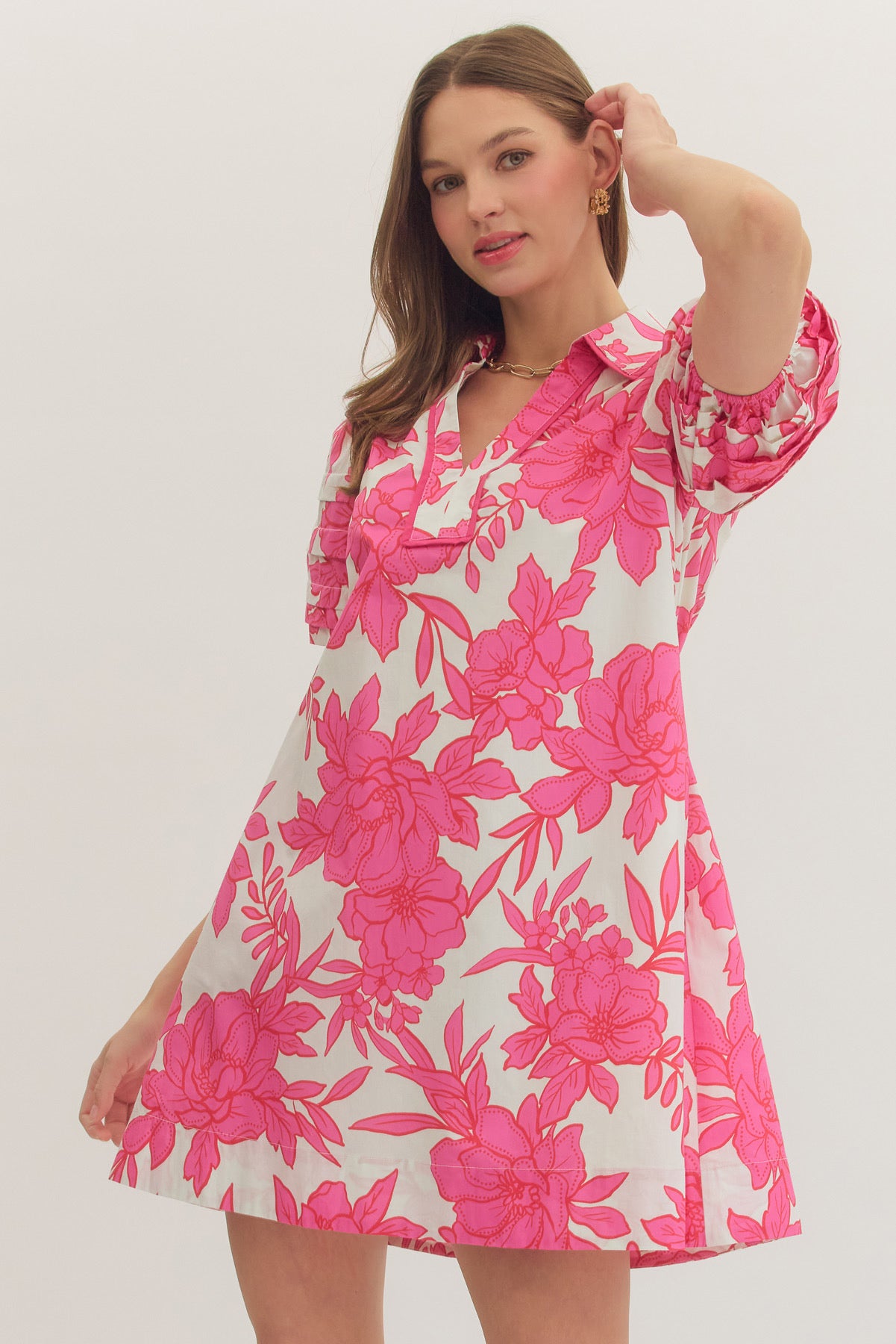 Entro Pink Floral Mini Dress