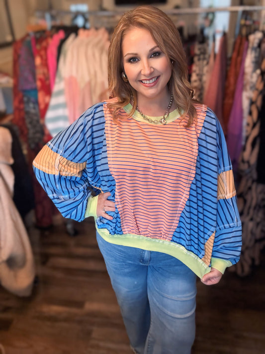 Oversized Mixed Stripe Top