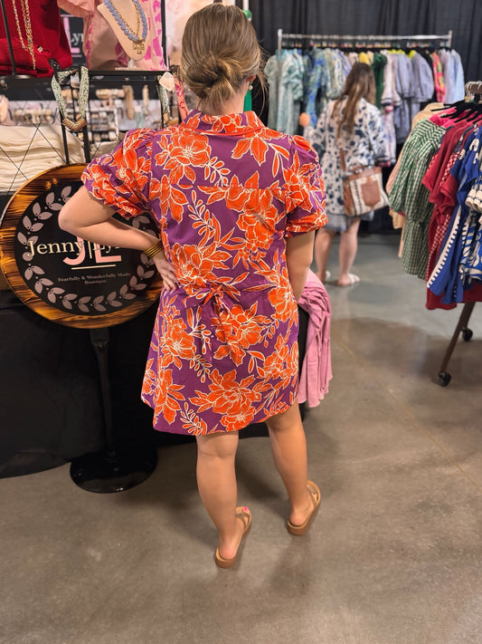 Entro Plum/Orange Floral Mini Dress