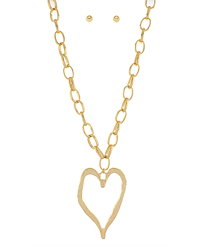 Big Outline Heart Necklace Set
