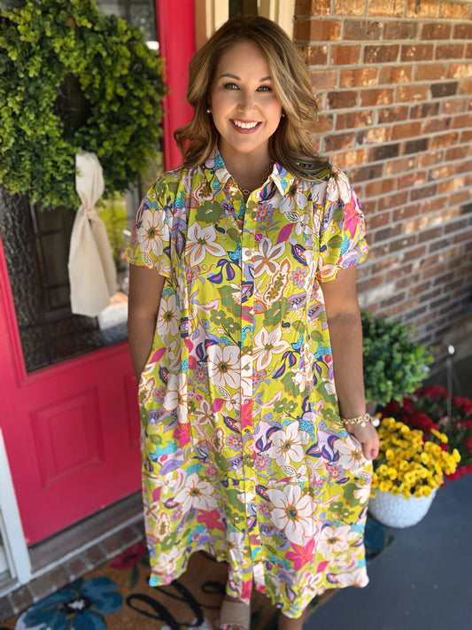 Plus Size Green FLORAL MIRABELLE Maxi Dress