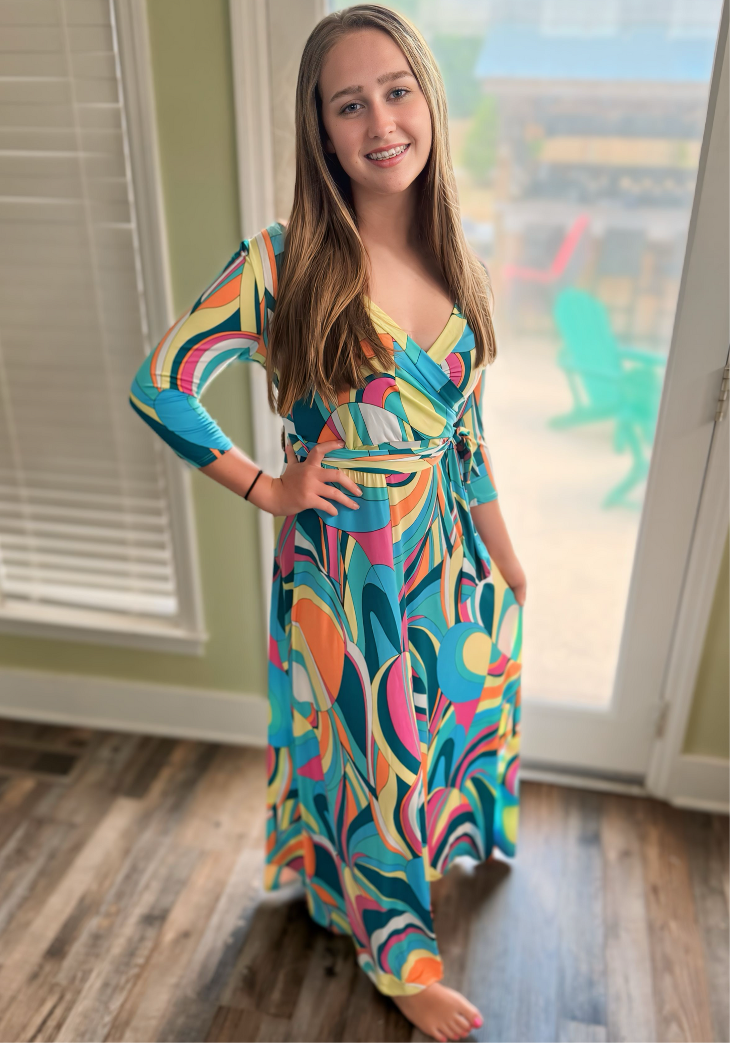 Retro vibing maxi wrap dress