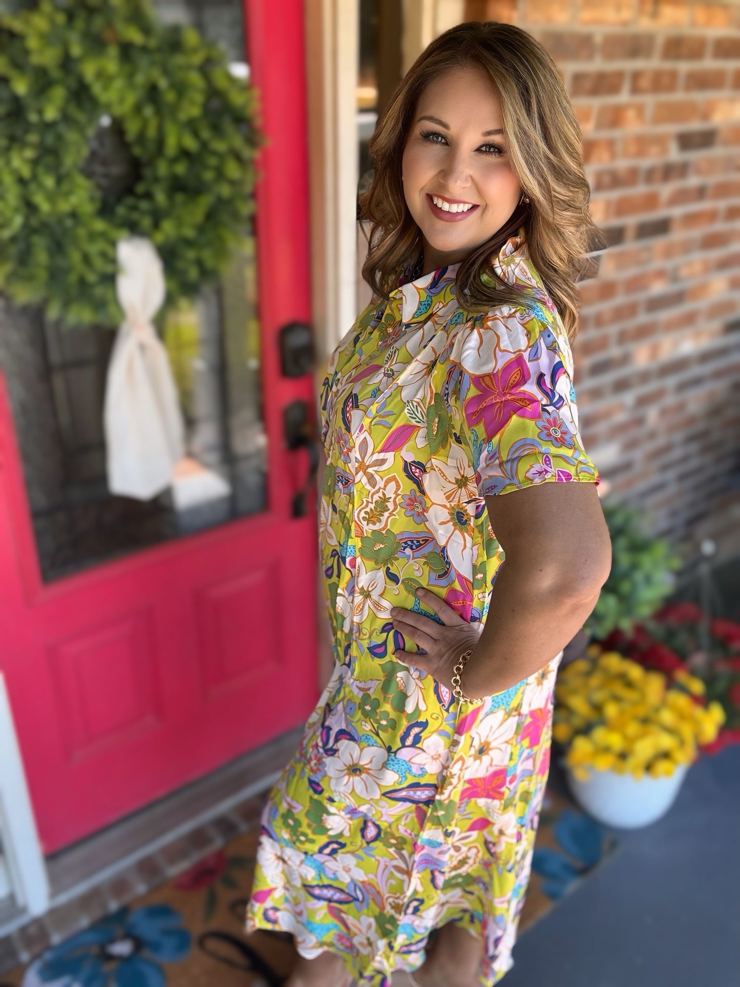 Plus Size Green FLORAL MIRABELLE Maxi Dress