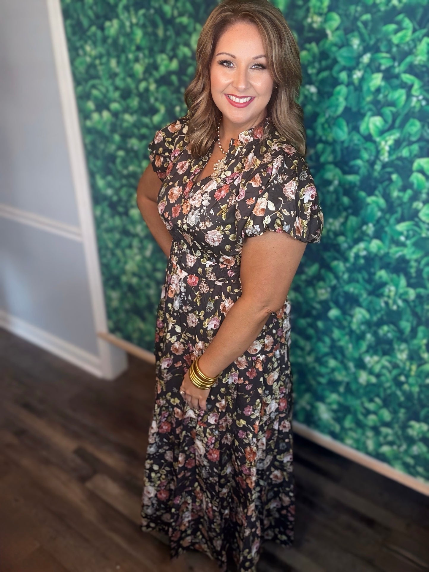 Floral Print Maxi in Brown