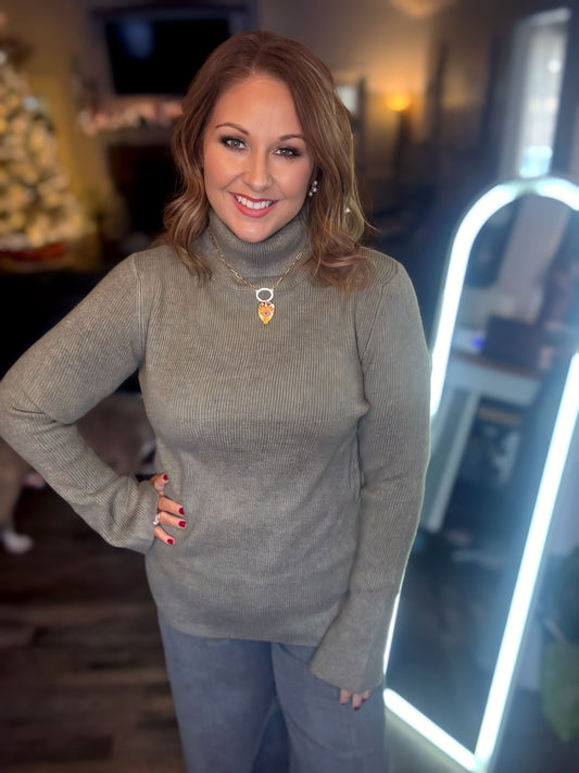 Sage Knitted Turtleneck Top
