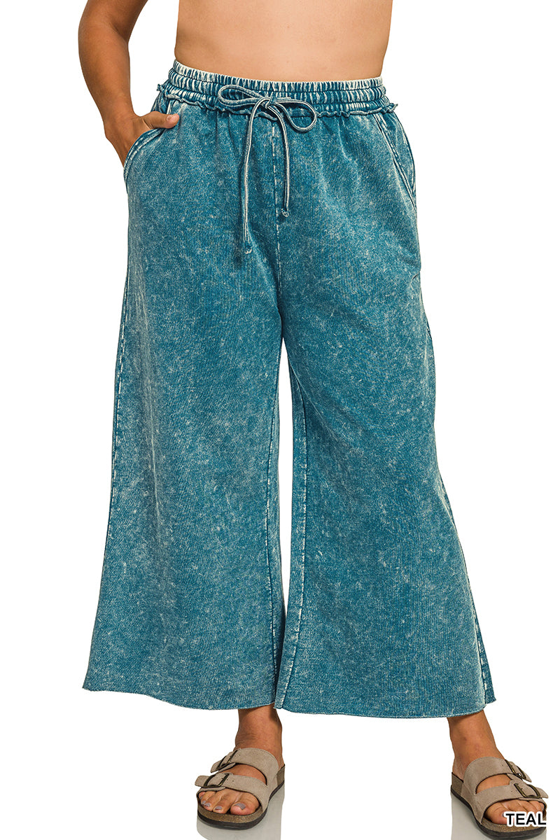 PLUS WASHED FRENCH TERRY FLARE PANTS