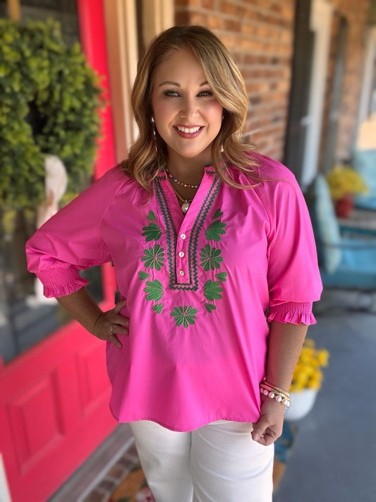 Entro Pink Embroidered Top