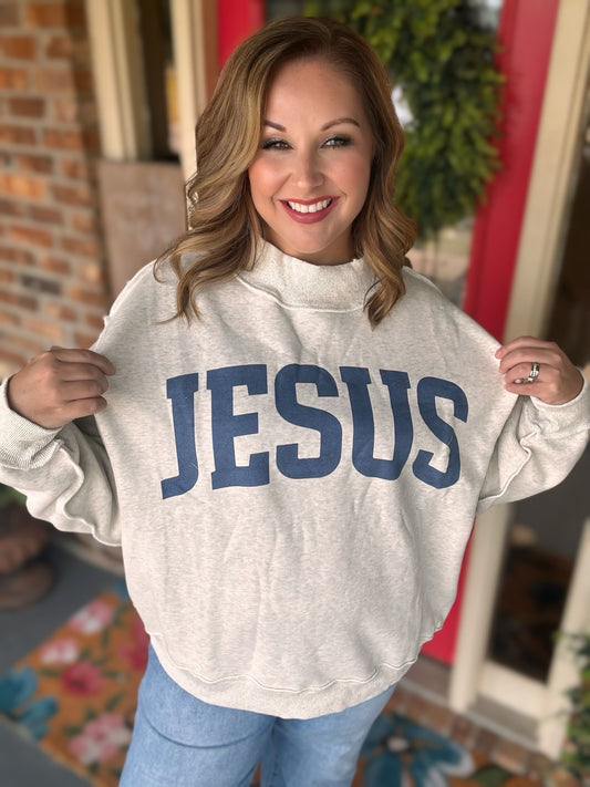 Jesus & God Is Good Reversible Mock Neck Sweatshirt