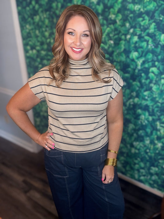 Stripe Mock Neck Top